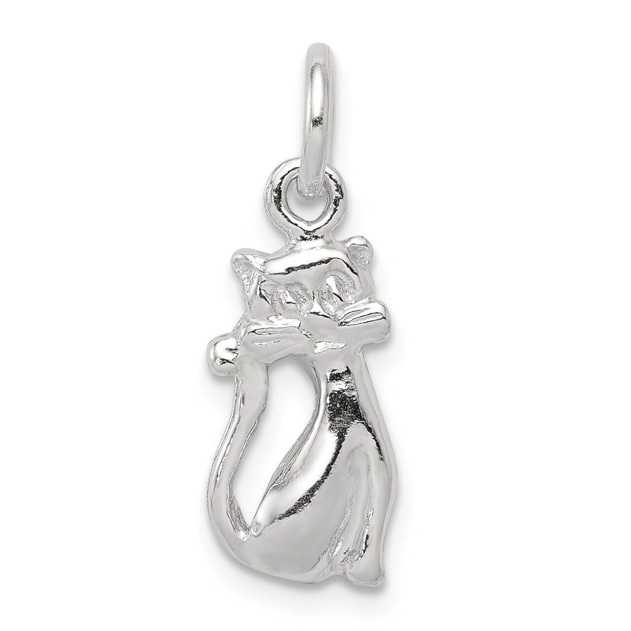 Sterling Silver Cat Charm Pendant Kitty Jewelry 17mm x 8mm